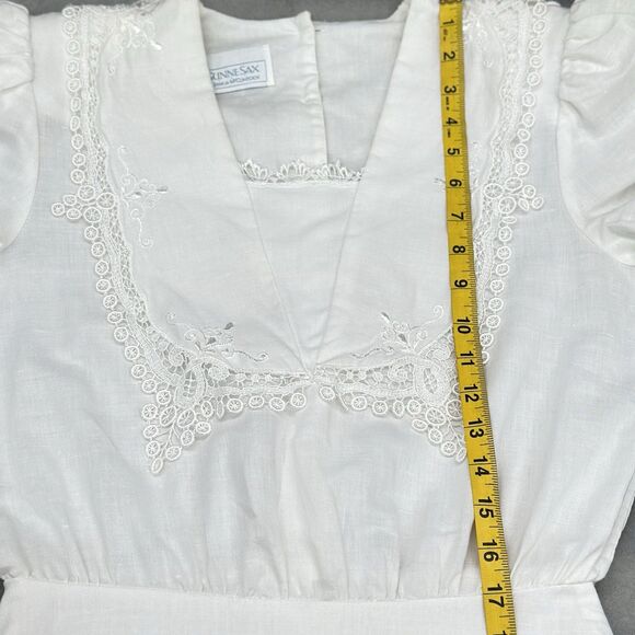 VTG Gunne Sax Dress Small White Midi Puff Sleeve Lace Cottagecore Prairie 1980s - Picture 16 of 16